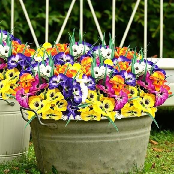 10 Bundles Artificial Flowers Plastic Plants Fake Silk Faux Flowers (Multicolor) - Picture 7 of 7